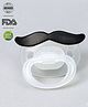 Babyhug Moustache Shaped Orthodontic Soother With Cover - Black | BPA Free | Non-Toxic | Soft Silicone | Lightweight | EN Certified