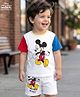 Babyhug Disney Single Jersey Knit Half Sleeves Cut & Sew T-Shirt & Shorts Set With Mickey & Friends Graphics & Badge Detailing - Multicolor