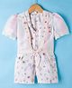 Enfance Floral & Butterfly Printed Romper With Half Sleeves Jacket - Cream