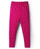 Tiara Cotton Rib Knit Floral Printed Leggings - Dark Pink