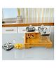 UMAI Platters Serving Set for Snacks with Wooden Tray & 4 Jars (350ml Each) | Premium Soda Lime Glass | Snacks Serving Bowls with Tray | Serving Tray with Bowls for Snacks