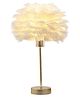 The Better Home Feather Lampshade USB Powered Table Lamps | Three Color Lights Switch Button Control Stable Weighted Base Chrome Finish Energy Efficient Soft Ambient Glow Bedroom Decor Giftable Design