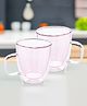 UMAI Double Walled Glass Coffee Mug Set of 2 (400ml Each) | Borosilicate Glass Teacups | High Thermal Resistance | Microwave & Dishwasher Safe | Gifting Pack for Friends & Family (Pink)