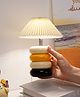 UMAI Ceramic Table Lamp with Fabric Shade-21 CM | Table Lamp for Study| Bedside Table Lamp for Bedroom| Gift for Housewarming Ceremony| Aesthetic Table Lamp for Living Room| Table Lamp for Office Desk