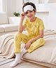Kookie Kids 100% Cotton Knit Half Sleeves Nautical Theme Printed Co-Ords T-Shirt & Pyjama Night Suit - Yellow