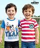 Babyhug Disney Single Jersey Half Sleeves Drop Sholuder T-Shirt with Mickey Mouse & Friends Graphic & Patch Pack of 2 - Multicolour