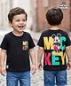 Babyhug Disney Single Jersey Knit Half Sleeves T-Shirt With Mickey Mouse Front & Back  Print - Black