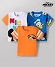 Babyhug Disney Single Jersey Knit Half Sleeves T-Shirts with Mickey Mouse Graphic Pack of 3 - Orange Blue & White