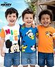Babyhug Disney Single Jersey Knit Half Sleeves T-Shirts with Mickey Mouse Graphic Pack of 3 - Orange Blue & White