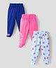 Doodle Poodle Interlock Cotton Knit Floral Printed Bootie Leggings Pack of 3 - Pink Navy & Light Blue