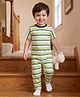 Kookie Kids Single Jersey Knit Half Sleeves Striped T-Shirt & Pyjama Co-ord Night Suit - Multicolor