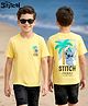 Pine Kids Disney Single Jersey Knit Half Sleeves T-Shirt With Front & Back Lilo & Stitch Print - Yellow