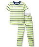 Kookie Kids Single Jersey Knit Full Sleeves Striped Co-ords T-Shirt & Pajama Night Suit - Light Green