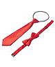 Bhoomi Collection Set Of 2 Solid Bow Tie & Tie - Red