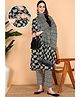 Moms Ever Cotton Woven Three Fourth Sleeves Abstarct Printed Maternity Kurti With Side Zipper Nursing Access & Pant With Dupatta Set - Black