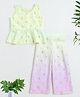 The Magic Wand Woven Sleeveless Abstract Foil Printed Top & Pant Set - Yellow