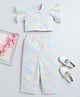 The Magic Wand Cotton Woven Frill Sleeves Abstract  Printed Coordinating Top &   Pant Set - Multi Colour