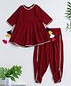 The Magic Wand Rayon Woven Half Sleeves Gota Lace Embellished Kurti & Dhoti Set - Maroon