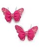 Bhoomi Collection Butterfly Applique Detailed Glittered Hair Clips - Dark Pink