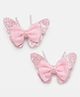 Bhoomi Collection Butterfly Applique Detailed Glittered Hair Clips - Light Pink