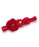 Bhoomi Collection Floral Applique Detailed Pearls & Rhinestones Embellished Headband - Red