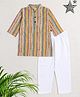 The Magic Wand Cotton Woven  Full Sleeves Striped Kurta Pyjama Set - Yellow