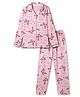 Doreme Knitted Full Sleeves Co-ords Night Suit With Floral Print - Pink