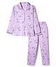 Doreme Knitted Full Sleeves Co-ords Night Suit With Floral Print - Mauve