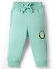Doreme Cotton Knit Full Length Lounge Pant with Text Print - Sea Green