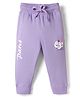 Doreme Cotton Knit Full Length Lounge Pant with Text Print - Mauve