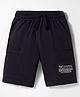 Doreme Terry Knit Above Knee Length Shorts With Text Print - Charcoal Grey