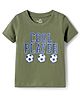 Doodle Poodle 100% Cotton Knit Half Sleeves T-Shirt With Football Print - Green