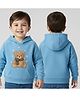 MIMISKU Fleece Knit Christmas Theme Full Sleeves Teddy Bear Patch Detailed Light Winter Hoodie - Blue