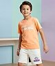 Pine Kids Single Jersey Knit Half Sleeves T-Shirt & Shorts Set with Gaming Print - Peach