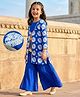 Pine Kids Woven Printed Indo Western  Kurti Palazo Set - Royal Blue
