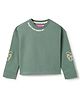 Tales & Stories Cotton Knit Full Sleeves Daydream Believer Text Printed Light Winter Sweatshirt - Olive