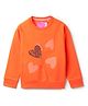 Tales & Stories Cotton Knit Full Sleeves Heart Printed Sequins Embellished Light Winter Sweatshirt - Orange