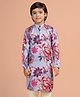 KISAH Silk Woven Full Sleeves Floral Printed Kurta - Purple