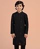 KISAH Silk Woven Full Sleeves Spade Embroidered Kurta - Black