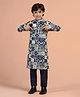 KISAH Cotton Woven Full Sleeves Abstract Printed Kurta & Pyjama Set - Blue
