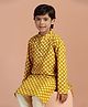 KISAH Cotton Woven Full Sleeves Abstract Motifs Printed Kurta - Yellow