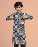 KISAH Cotton Woven Full Sleeves Abstract Printed Kurta - Blue
