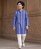 Pine Kids 100% Cotton Woven Full Sleeves Striped Kurta & Pyjama Set - Blue