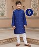 Pine Kids Woven Full Sleeves Kurta Pajama Set With Floral Foil Embriodery - Royal Blue