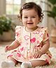 Babyoye Cotton Knit Half Sleeves Frock With Heart Print & Bloomer - Yellow