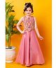 Lagorii Organza Woven Sleeveless Sequins Embellished Floral Embroidered Top & Sharara Set - Pink