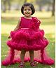 Lagorii Net Knit Sleeveless Floral Applique & Ruffle Detailed Tailback Dress - Pink