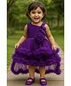 Lagorii Net Knit Sleeveless Floral Applique & Ruffle Detailed Tailback Dress - Purple