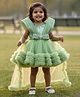 Lagorii Net Knit Sleeveless Sequins Embellished Bow Applique Detailed Ruffled Dress - Green