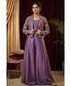 Lagorii Knit Solid Top & Palazzo With Full Sleeves Thread Work Embroidered & Sequins Embellished Jacket Set - Lavender